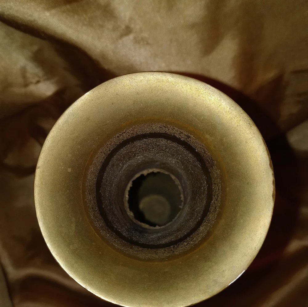 VINTAGE Brass with Red Accents Vase